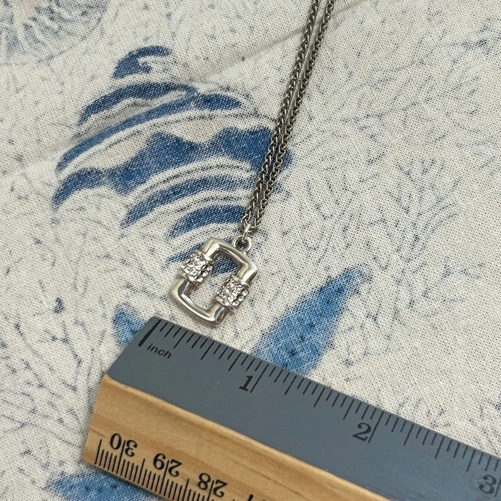 Brighton Meridian Linx Petite Necklace 18”Silver Plated Crystals & Cloth Bag